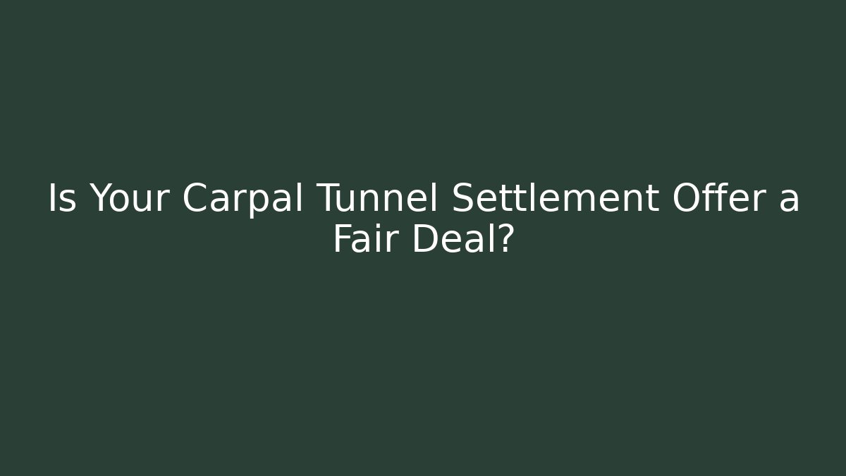 Is Your Carpal Tunnel Settlement Offer a Fair Deal?