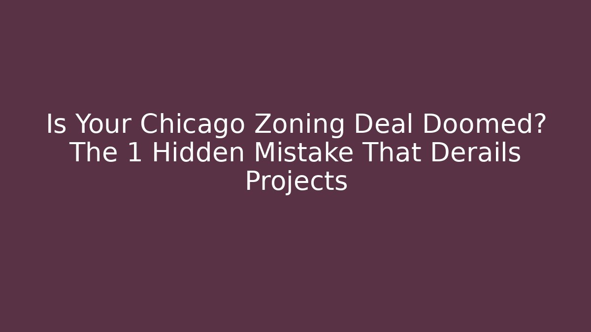 Is Your Chicago Zoning Deal Doomed? The 1 Hidden Mistake That Derails Projects