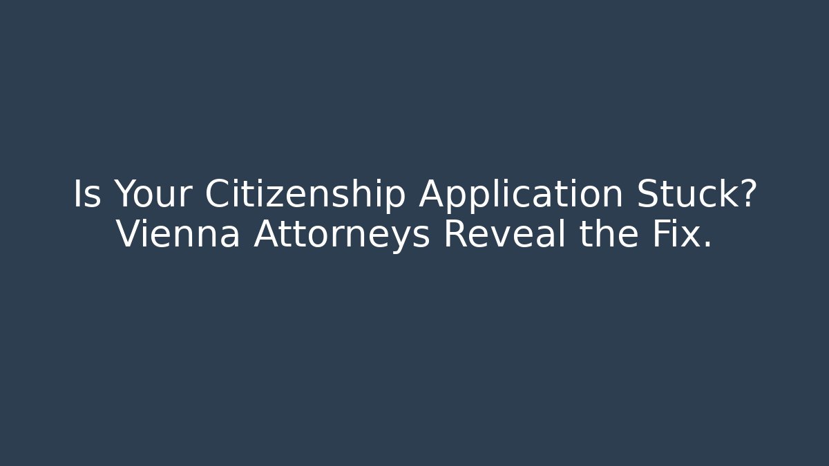 Is Your Citizenship Application Stuck? Vienna Attorneys Reveal the Fix.