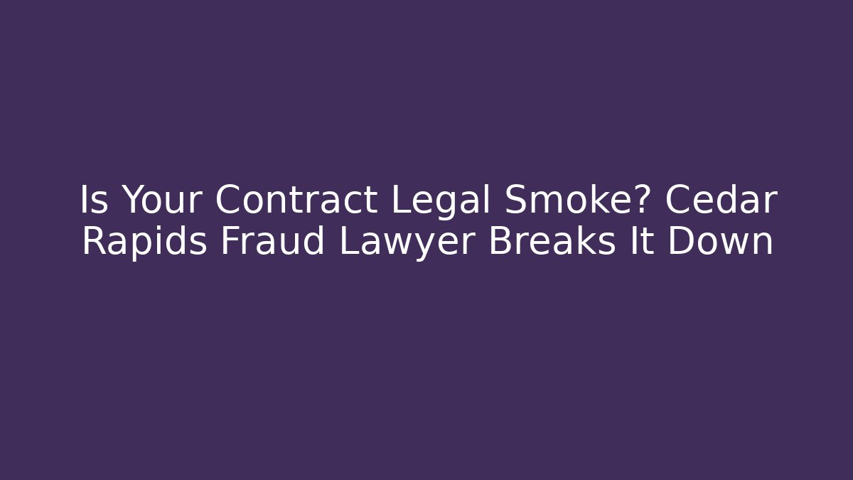 Is Your Contract Legal Smoke? Cedar Rapids Fraud Lawyer Breaks It Down