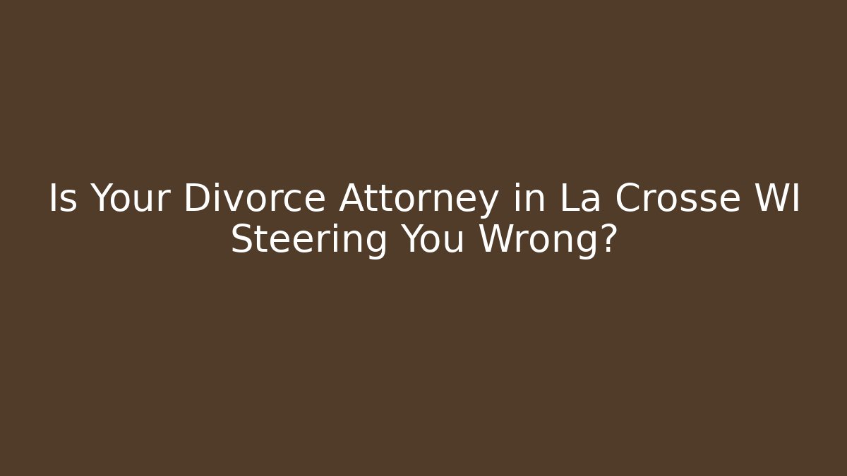 Is Your Divorce Attorney in La Crosse WI Steering You Wrong?