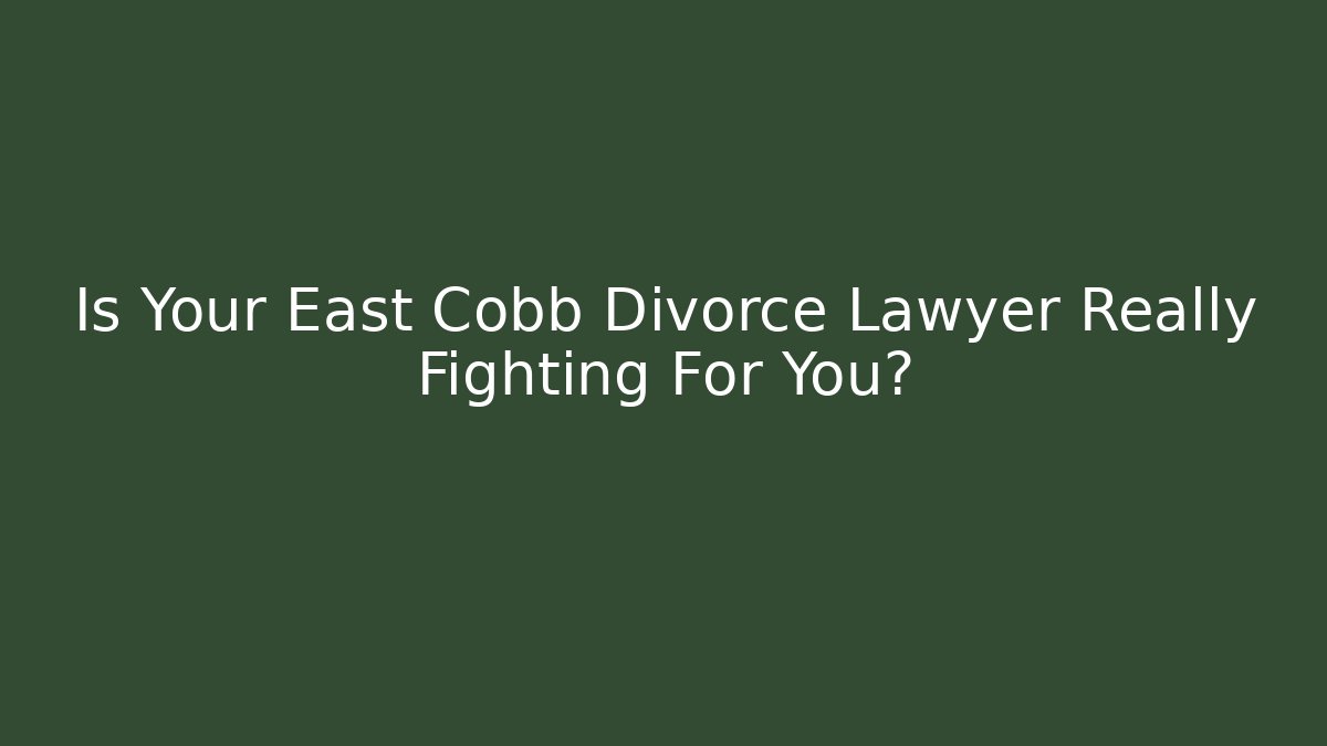 Is Your East Cobb Divorce Lawyer Really Fighting For You?