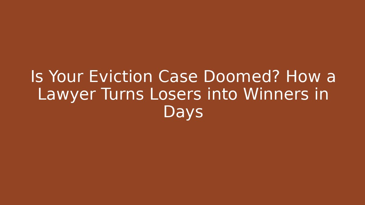 Is Your Eviction Case Doomed? How a Lawyer Turns Losers into Winners in Days