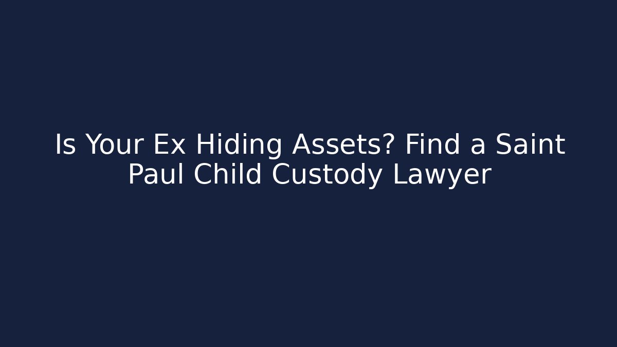 Is Your Ex Hiding Assets? Find a Saint Paul Child Custody Lawyer