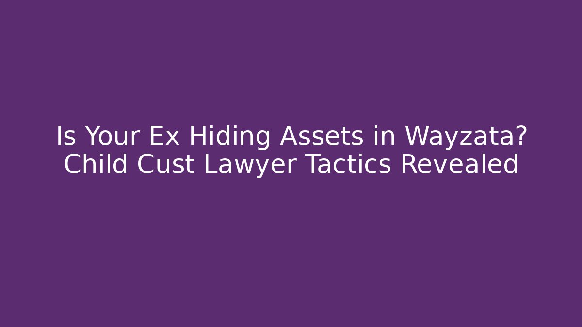 Is Your Ex Hiding Assets in Wayzata? Child Cust Lawyer Tactics Revealed - WealthxGroup