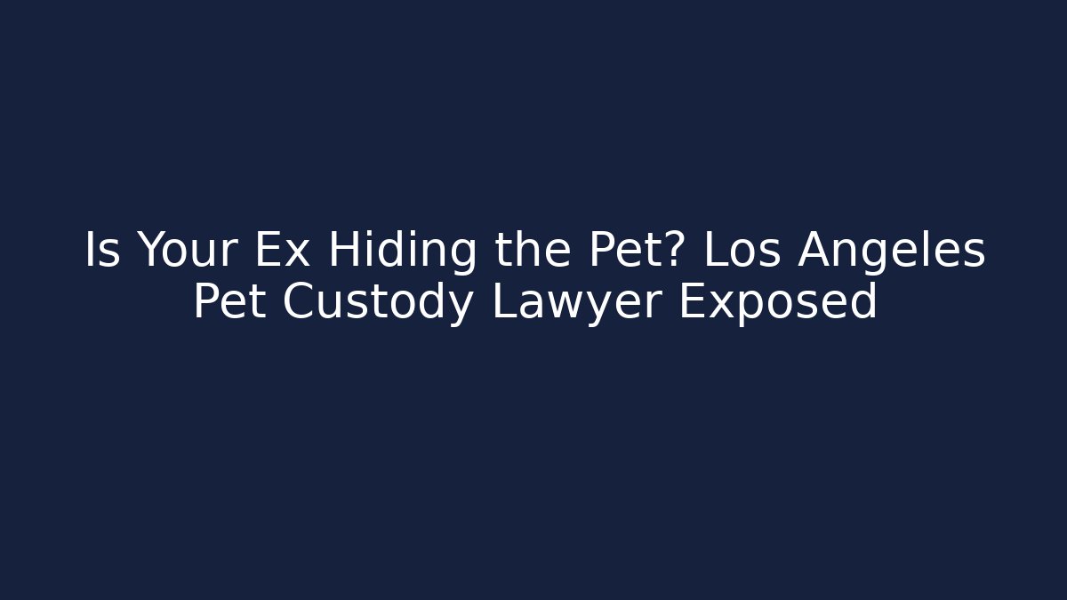 Is Your Ex Hiding the Pet? Los Angeles Pet Custody Lawyer Exposed