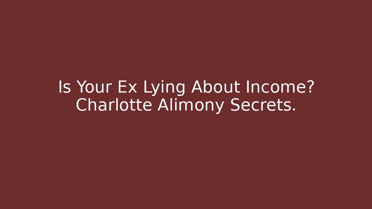 Is Your Ex Lying About Income? Charlotte Alimony Secrets.