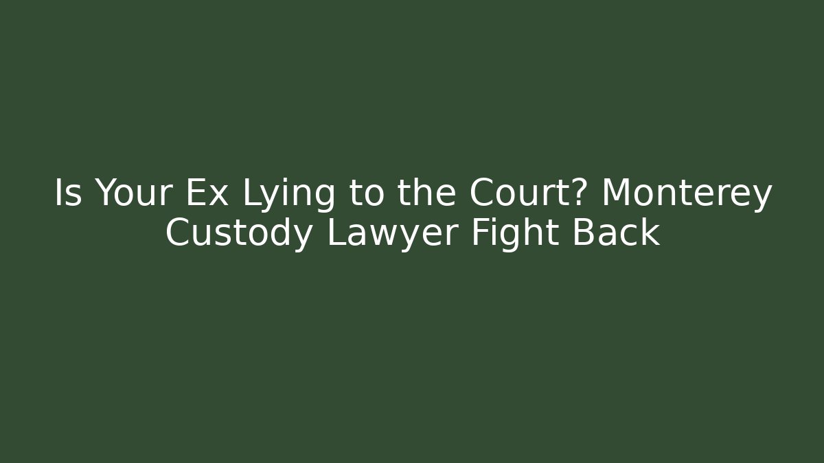 Is Your Ex Lying to the Court? Monterey Custody Lawyer Fight Back