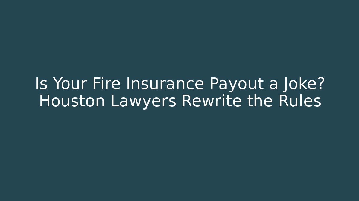 Is Your Fire Insurance Payout a Joke? Houston Lawyers Rewrite the Rules
