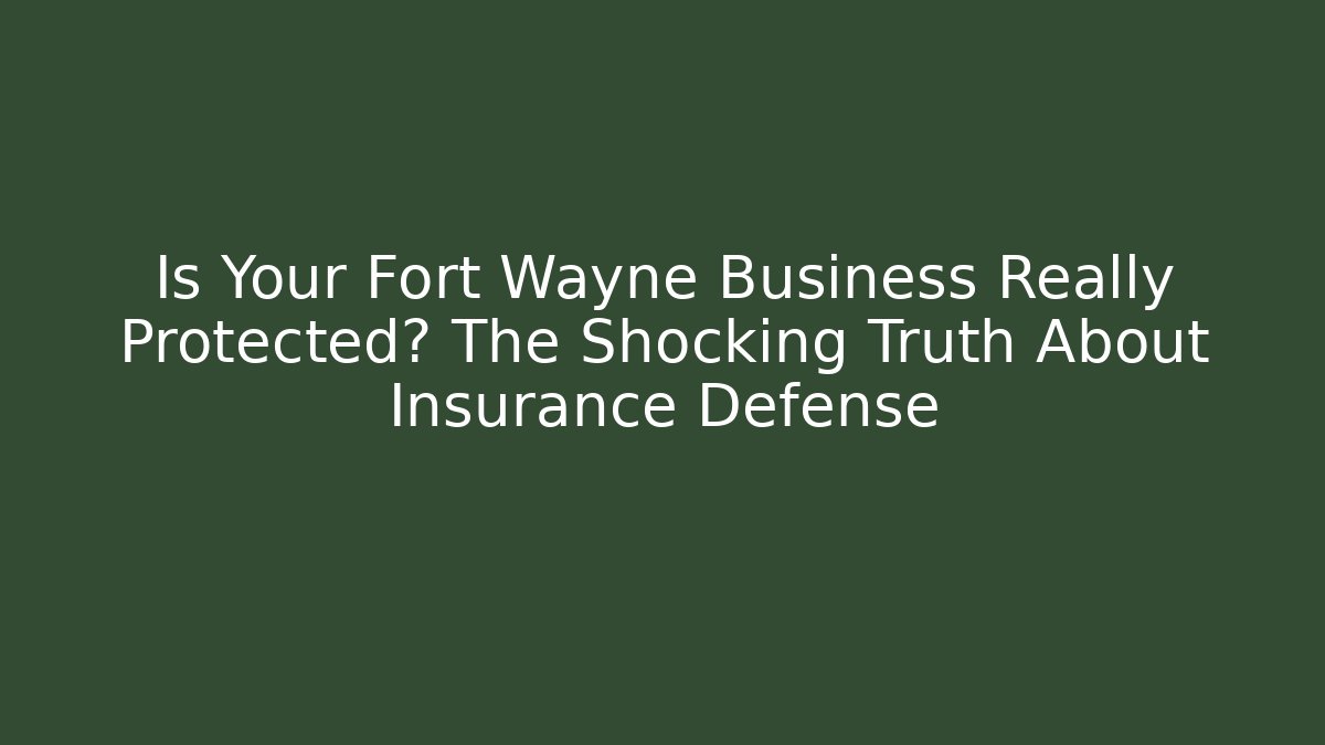 Is Your Fort Wayne Business Really Protected? The Shocking Truth About Insurance Defense