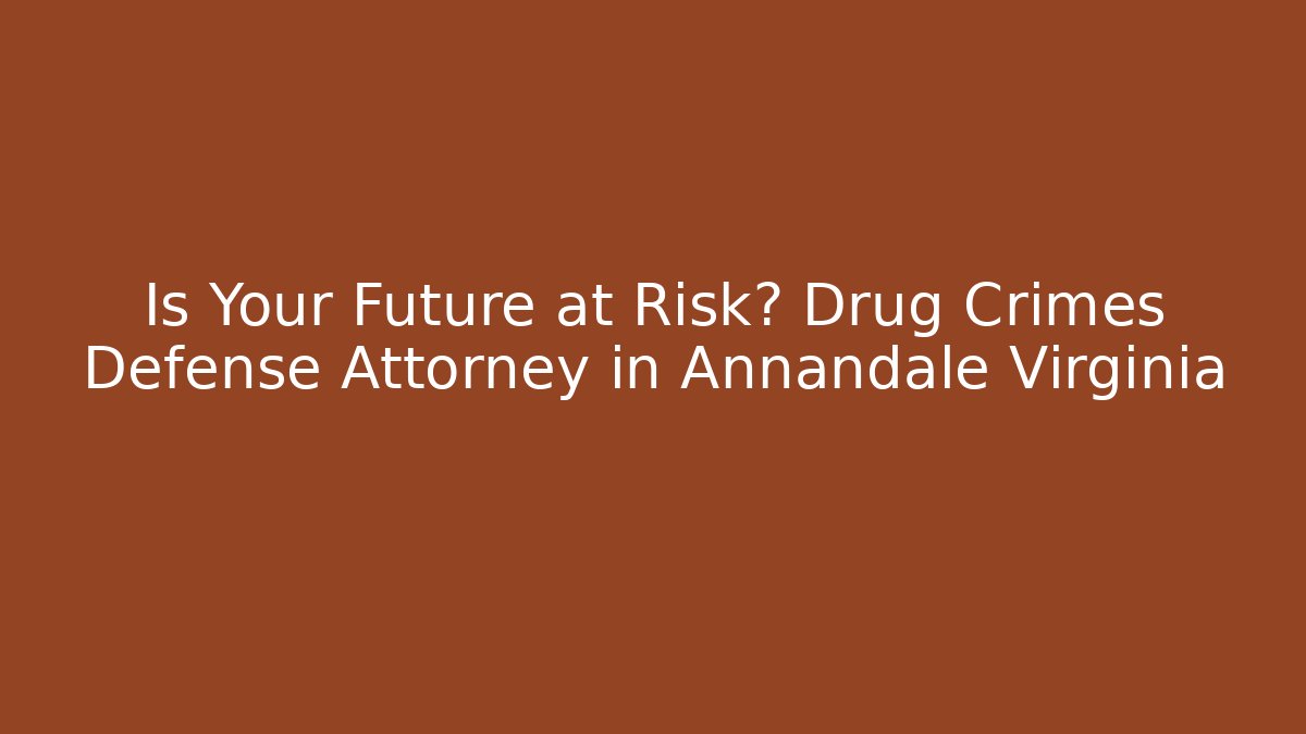Is Your Future at Risk? Drug Crimes Defense Attorney in Annandale Virginia