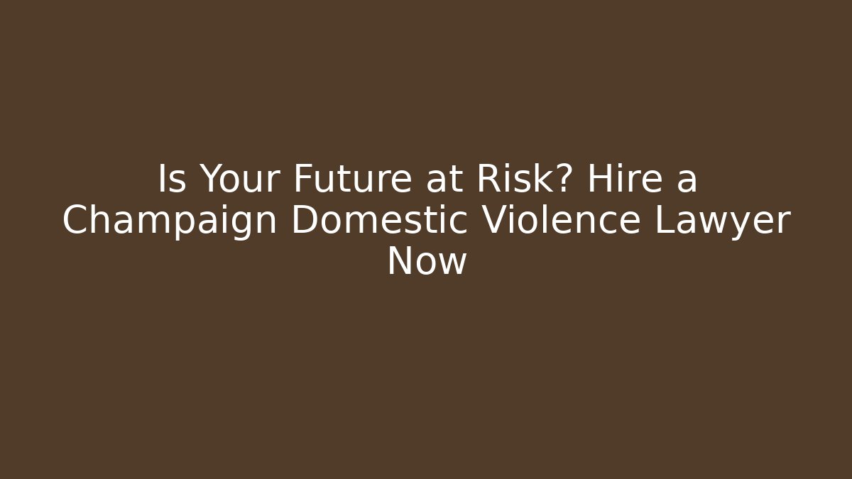 Is Your Future at Risk? Hire a Champaign Domestic Violence Lawyer Now