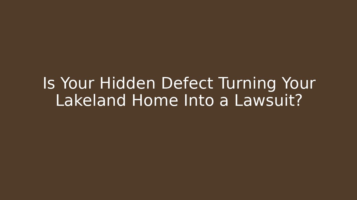 Is Your Hidden Defect Turning Your Lakeland Home Into a Lawsuit?