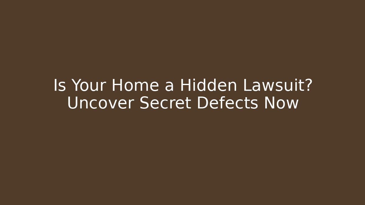 Is Your Home a Hidden Lawsuit? Uncover Secret Defects Now