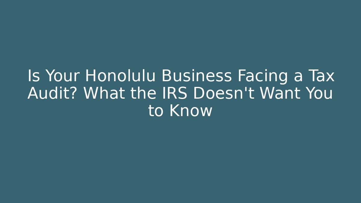 Is Your Honolulu Business Facing a Tax Audit? What the IRS Doesn't Want You to Know