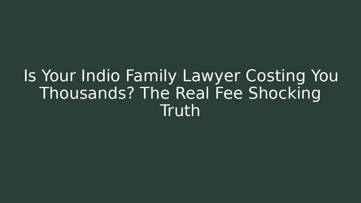 Is Your Indio Family Lawyer Costing You Thousands? The Real Fee Shocking Truth