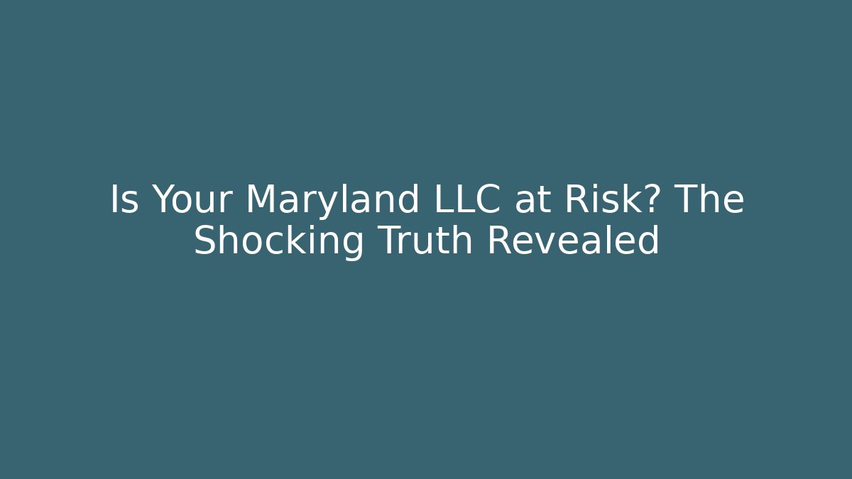 Is Your Maryland LLC at Risk? The Shocking Truth Revealed