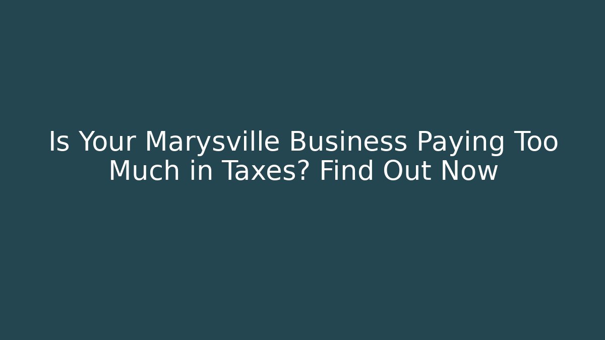 Is Your Marysville Business Paying Too Much in Taxes? Find Out Now