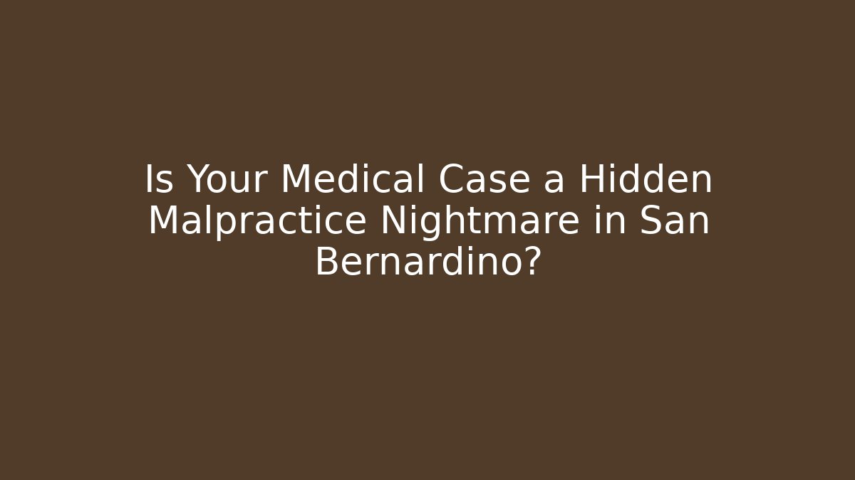 Is Your Medical Case a Hidden Malpractice Nightmare in San Bernardino?