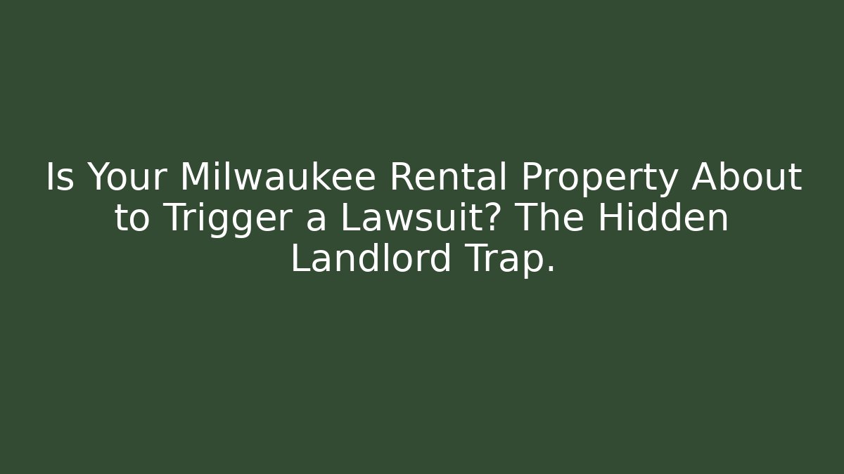 Is Your Milwaukee Rental Property About to Trigger a Lawsuit? The Hidden Landlord Trap.
