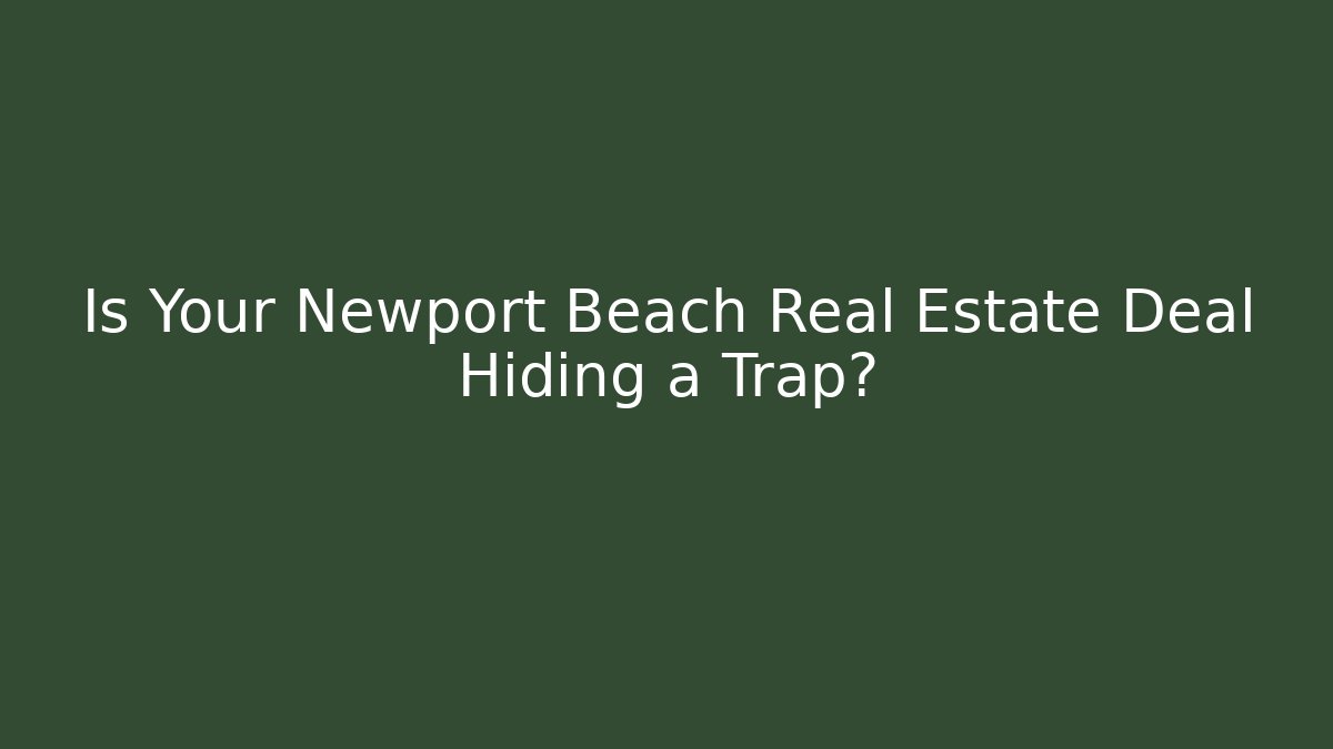 Is Your Newport Beach Real Estate Deal Hiding a Trap?