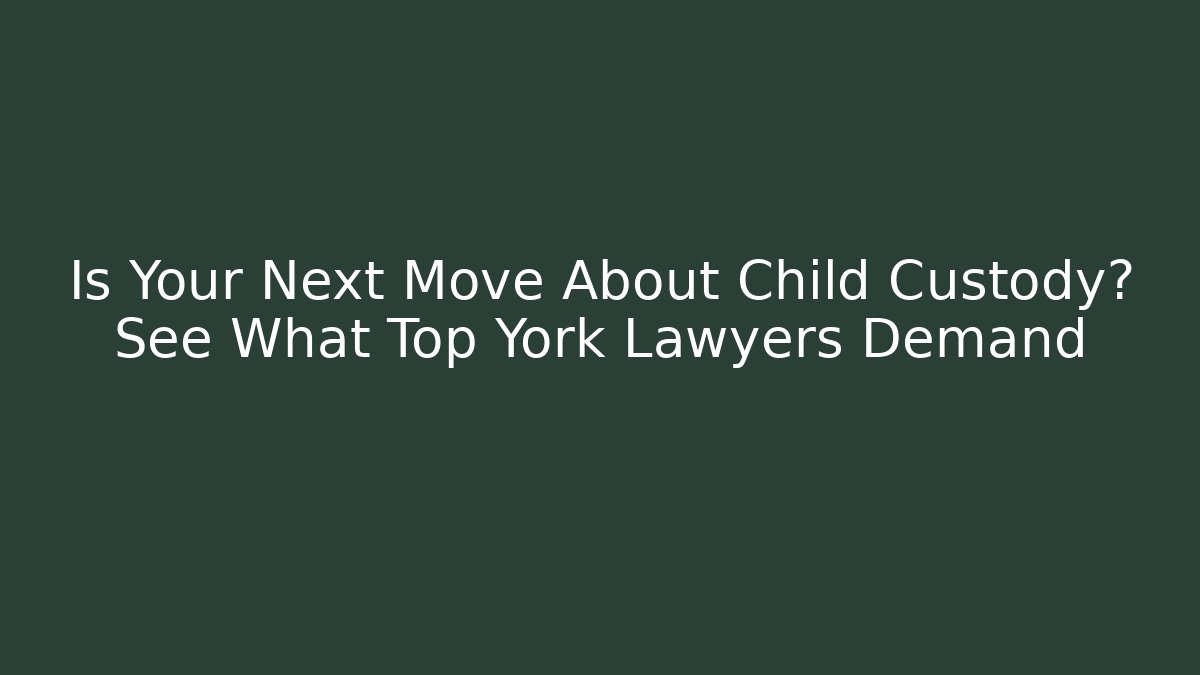 Is Your Next Move About Child Custody? See What Top York Lawyers Demand