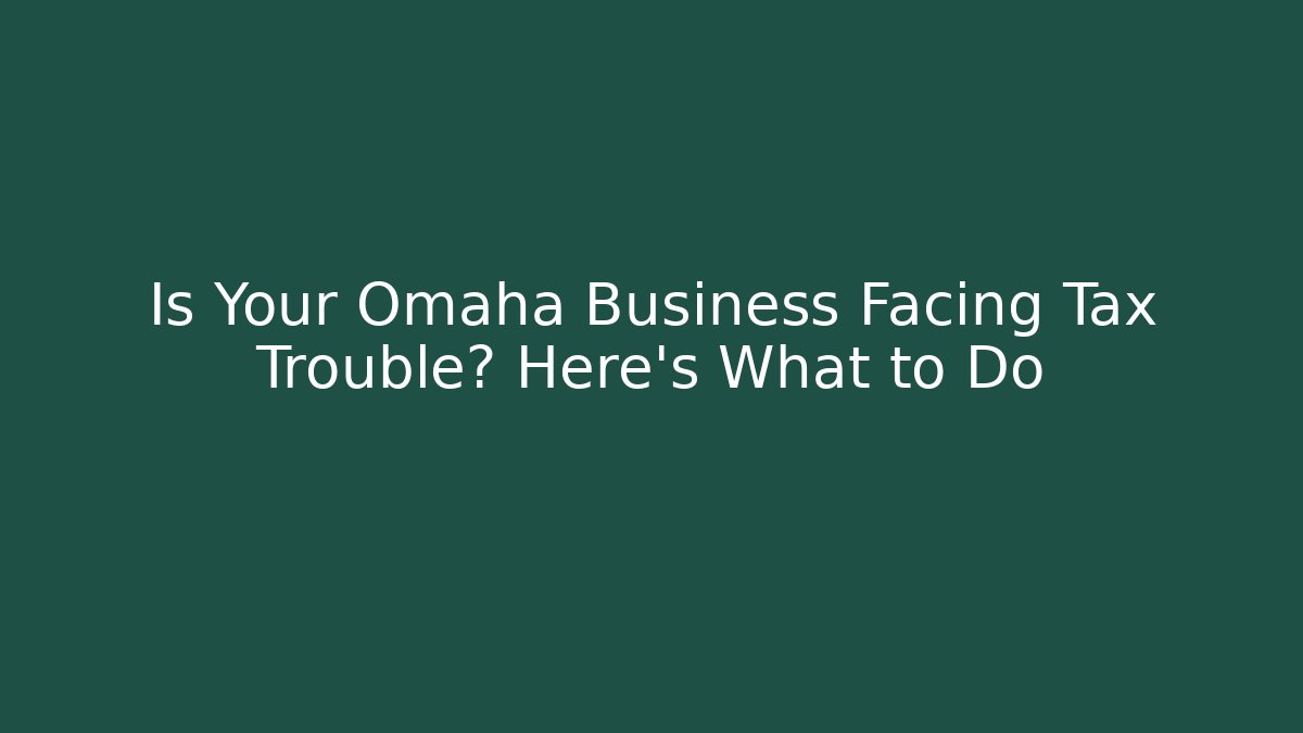 Is Your Omaha Business Facing Tax Trouble? Here's What to Do
