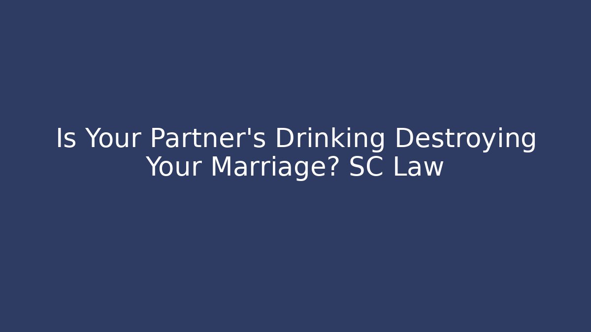 Is Your Partner's Drinking Destroying Your Marriage? SC Law