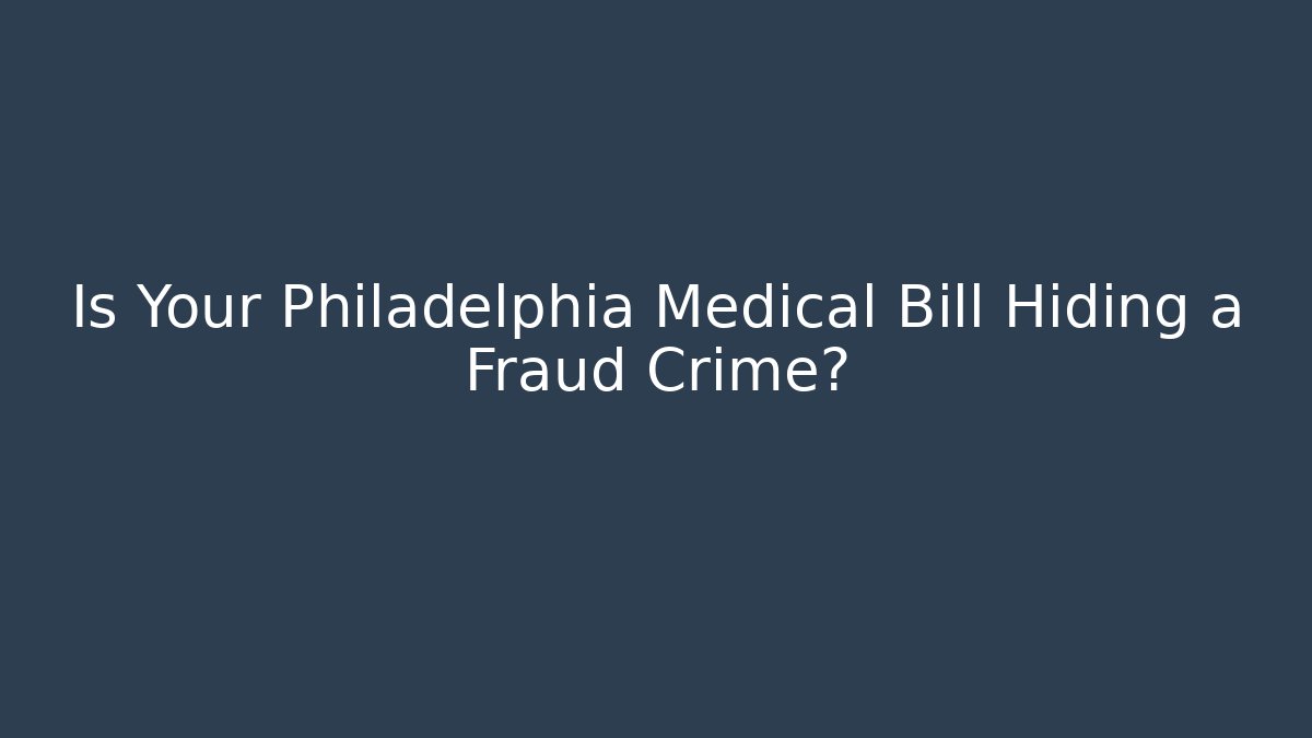 Is Your Philadelphia Medical Bill Hiding a Fraud Crime?