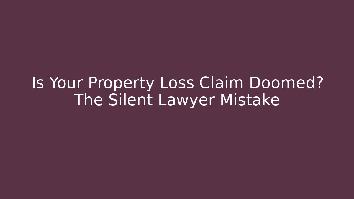 Is Your Property Loss Claim Doomed? The Silent Lawyer Mistake
