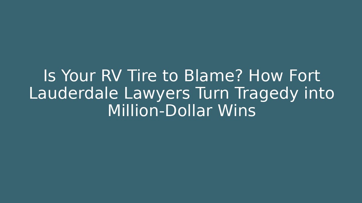 Is Your RV Tire to Blame? How Fort Lauderdale Lawyers Turn Tragedy into Million-Dollar Wins
