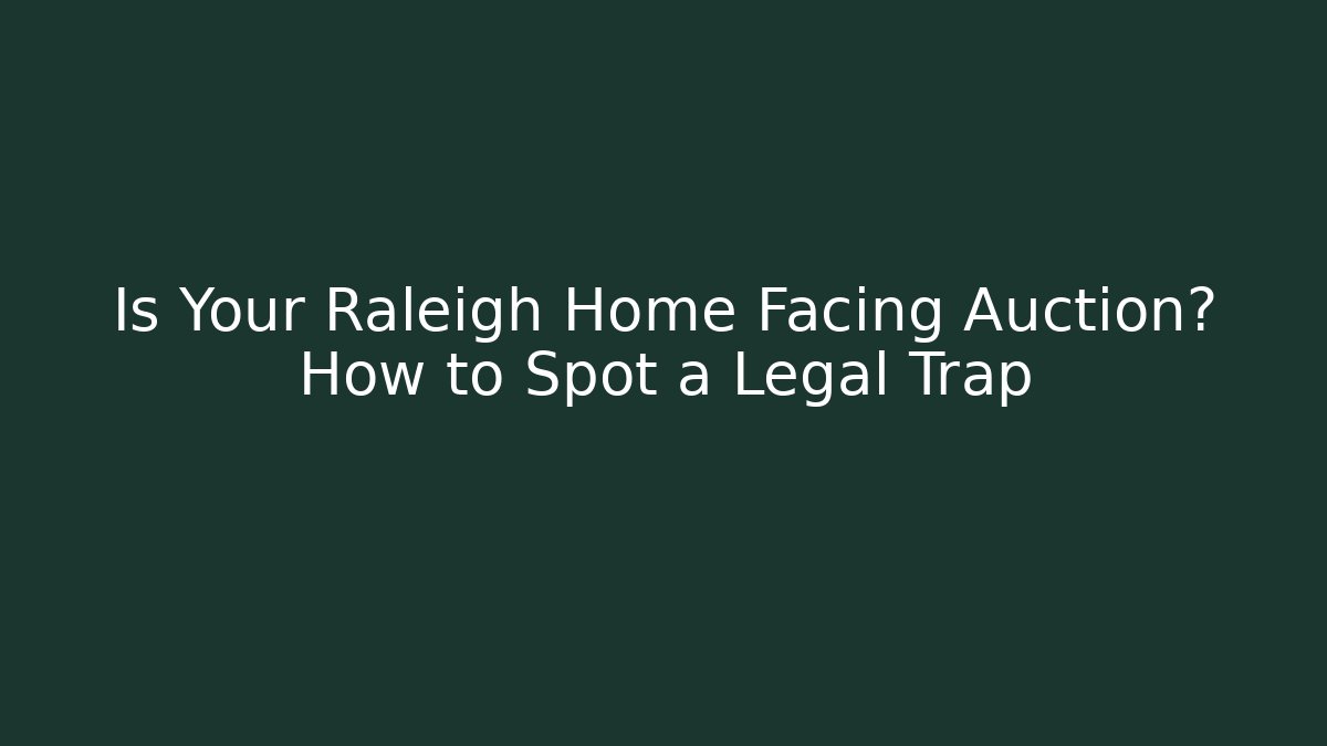 Is Your Raleigh Home Facing Auction? How to Spot a Legal Trap