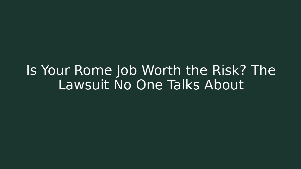 Is Your Rome Job Worth the Risk? The Lawsuit No One Talks About