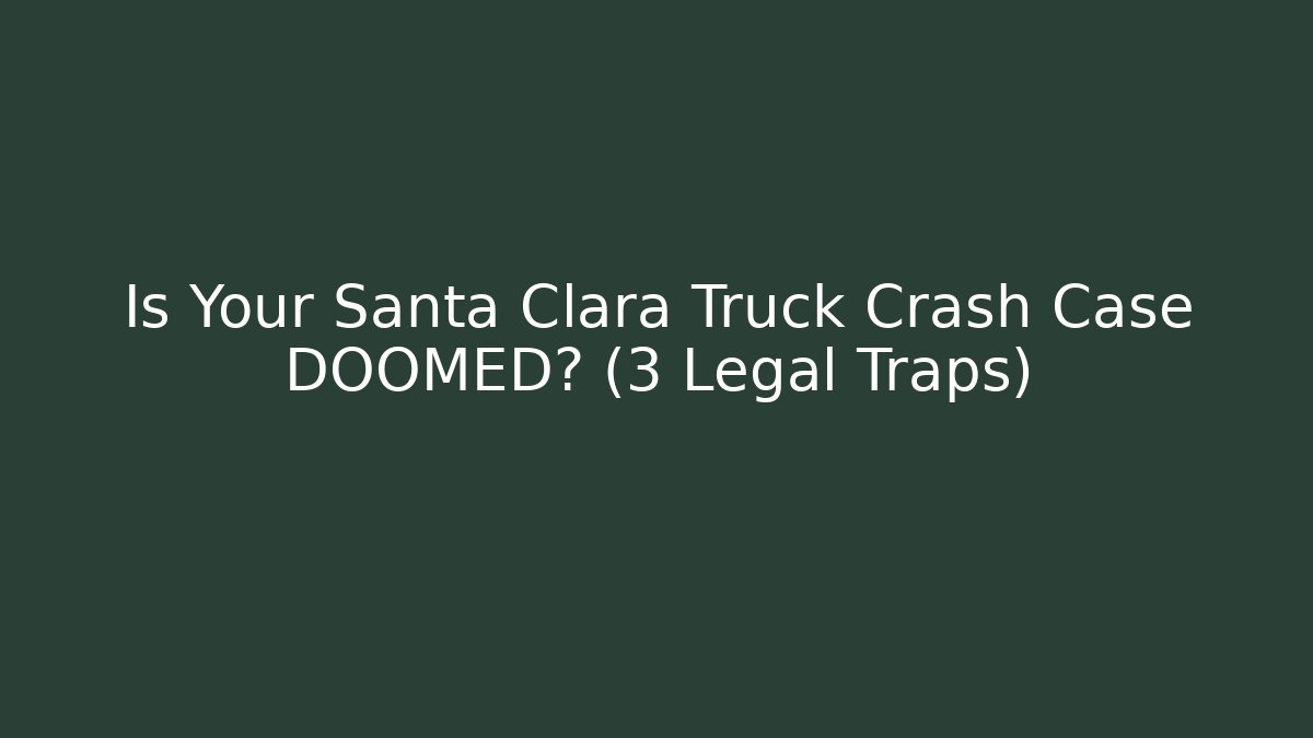 Is Your Santa Clara Truck Crash Case DOOMED? (3 Legal Traps)