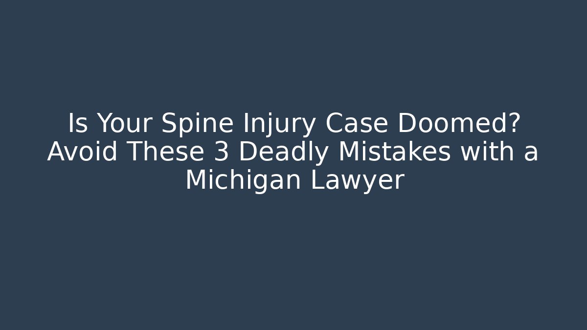 Is Your Spine Injury Case Doomed? Avoid These 3 Deadly Mistakes with a Michigan Lawyer