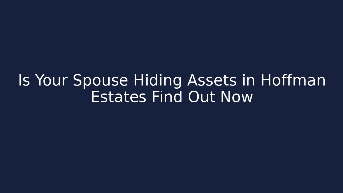 Is Your Spouse Hiding Assets in Hoffman Estates Find Out Now
