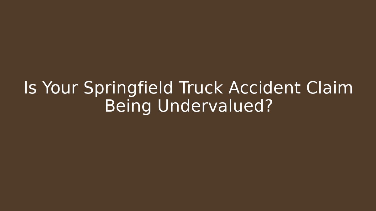 Is Your Springfield Truck Accident Claim Being Undervalued? - WealthxGroup
