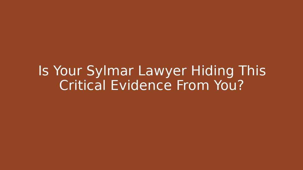 Is Your Sylmar Lawyer Hiding This Critical Evidence From You?