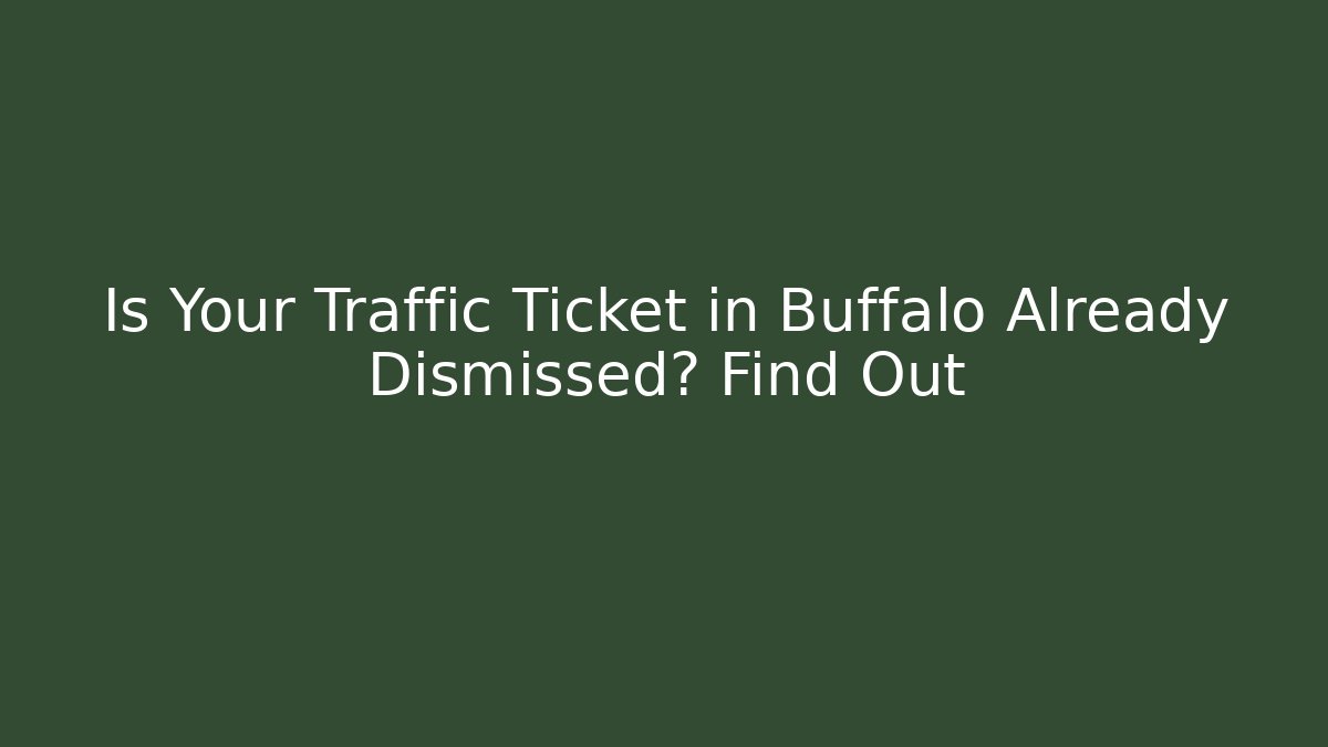 Is Your Traffic Ticket in Buffalo Already Dismissed? Find Out