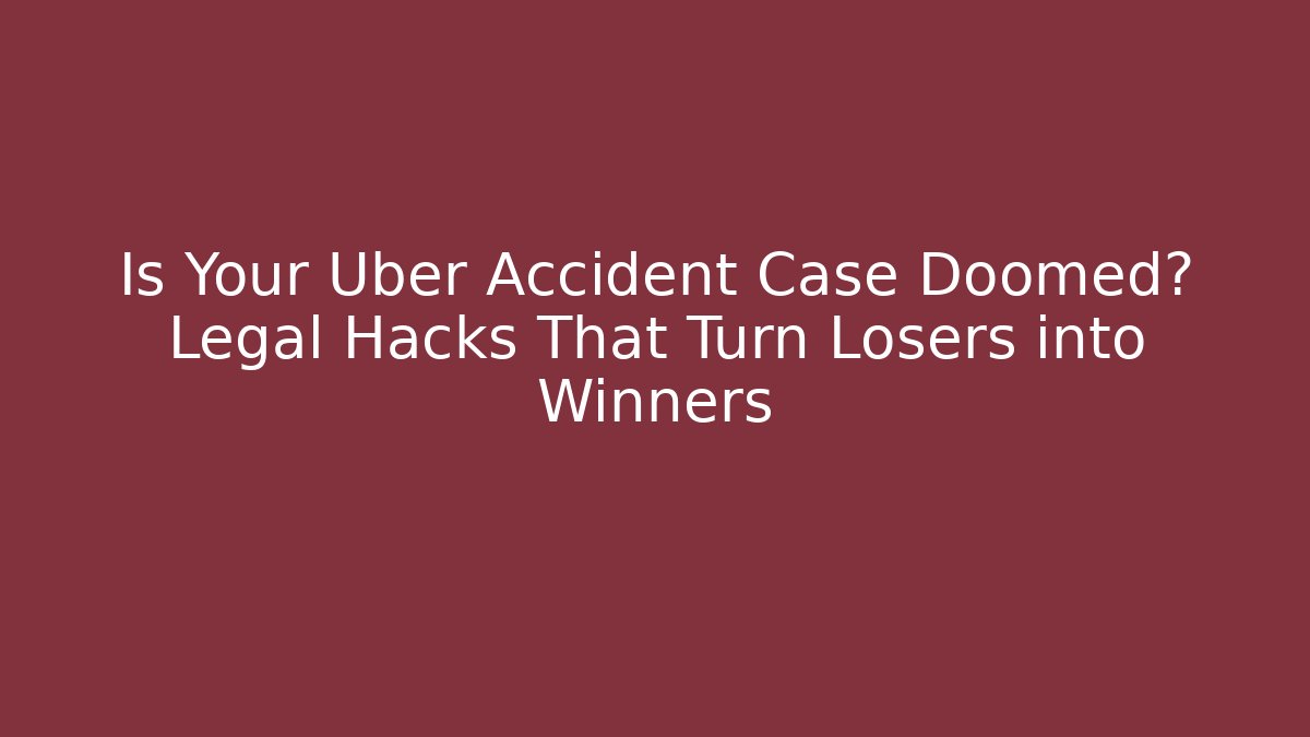 Is Your Uber Accident Case Doomed? Legal Hacks That Turn Losers into Winners