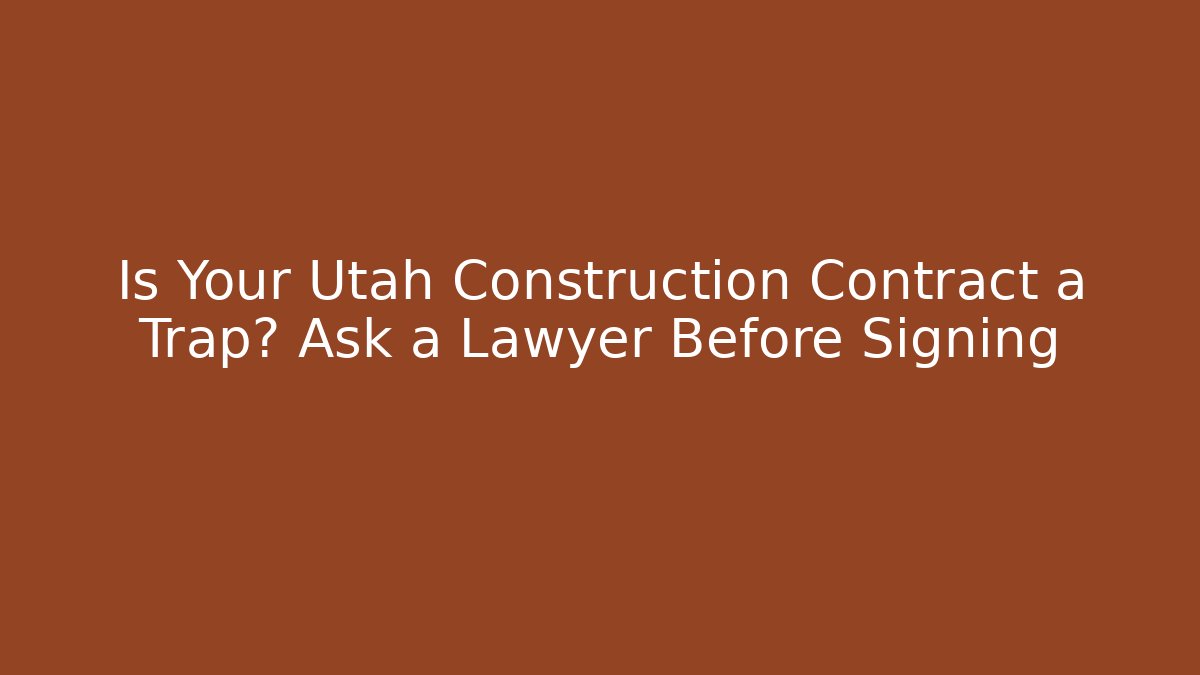 Is Your Utah Construction Contract a Trap? Ask a Lawyer Before Signing - WealthxGroup