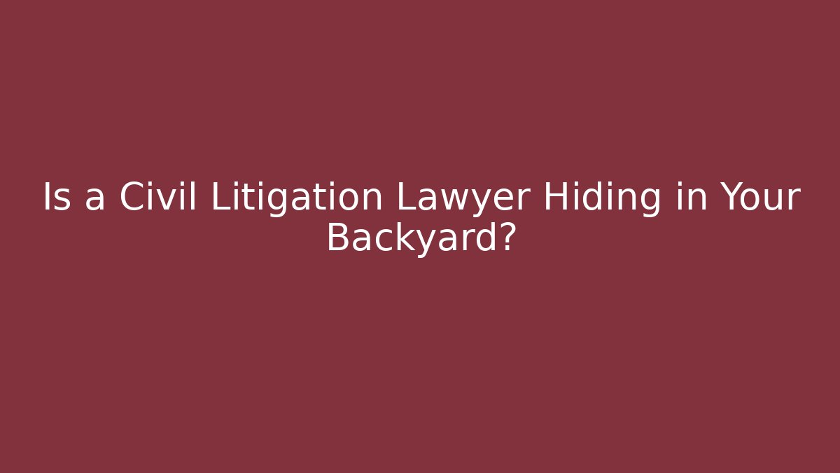 Is a Civil Litigation Lawyer Hiding in Your Backyard?
