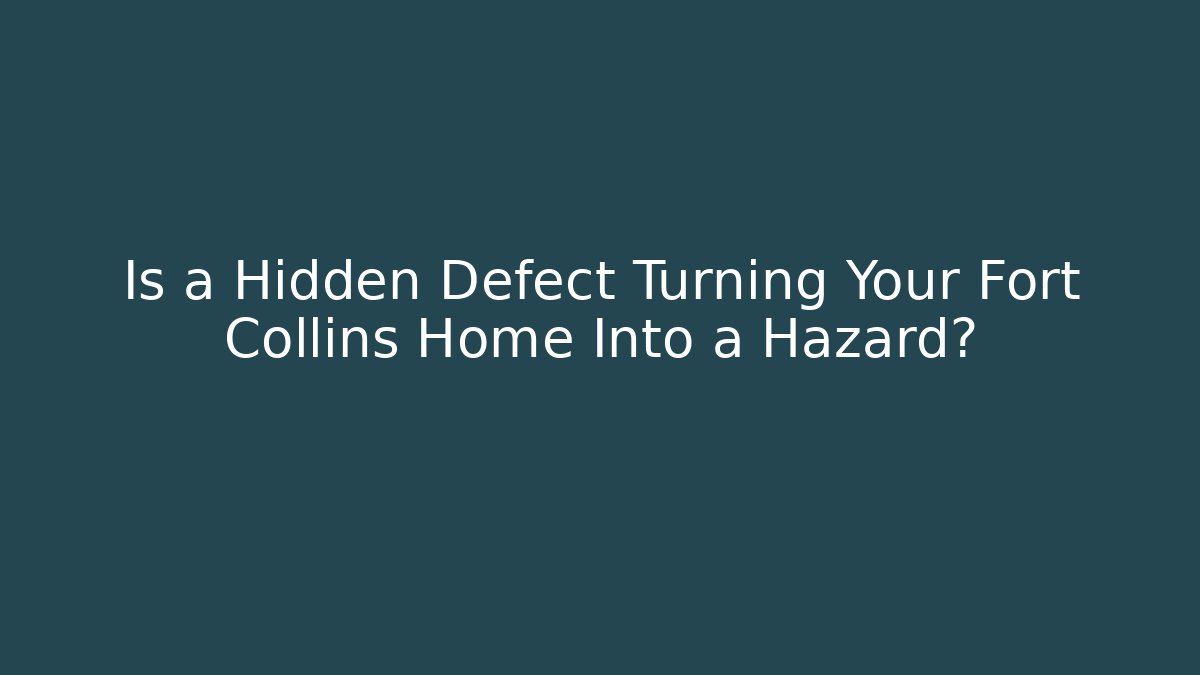 Is a Hidden Defect Turning Your Fort Collins Home Into a Hazard?