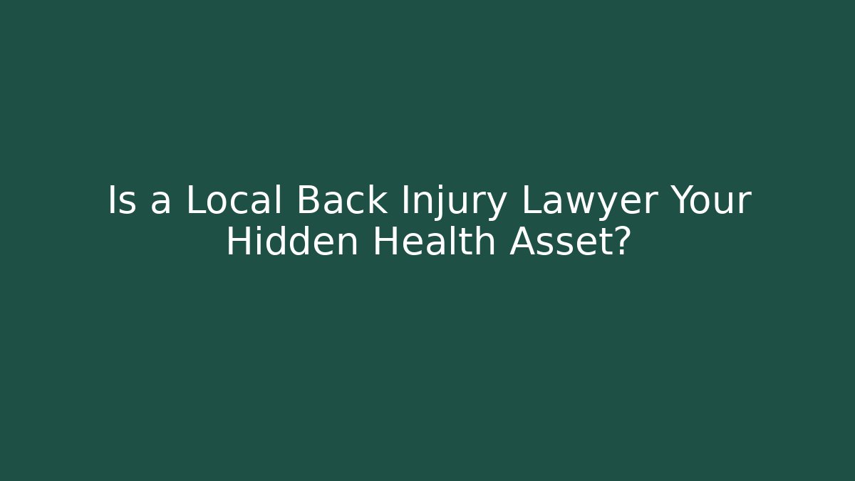 Is a Local Back Injury Lawyer Your Hidden Health Asset?