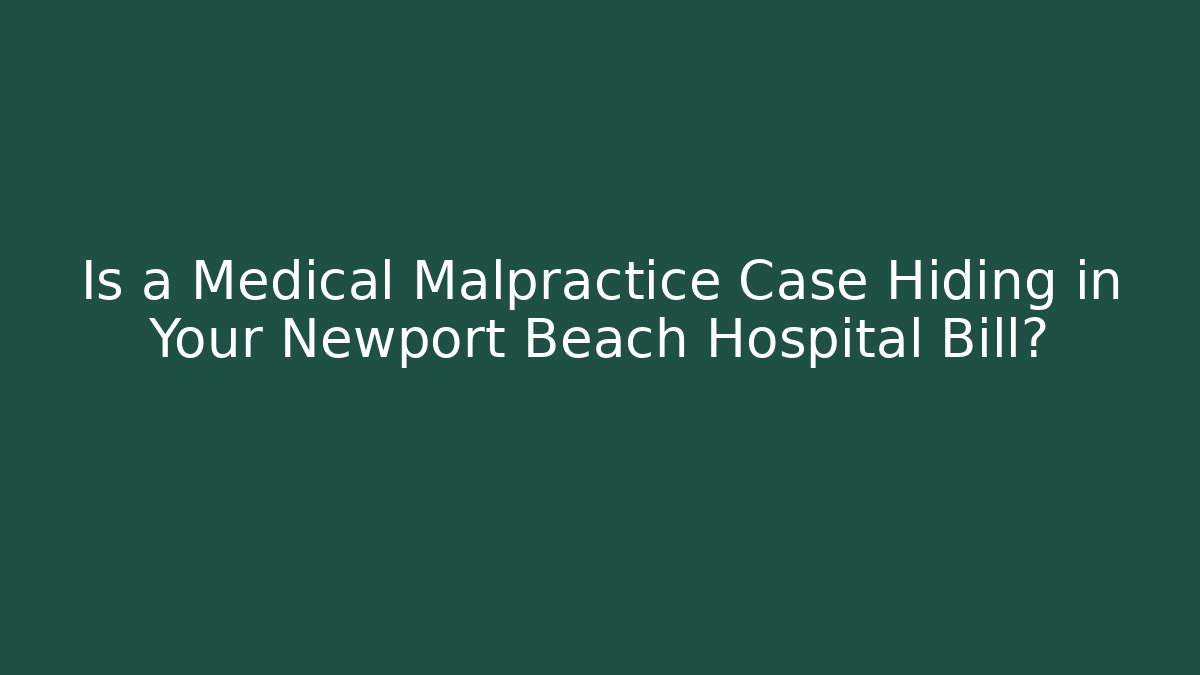 Is a Medical Malpractice Case Hiding in Your Newport Beach Hospital Bill?