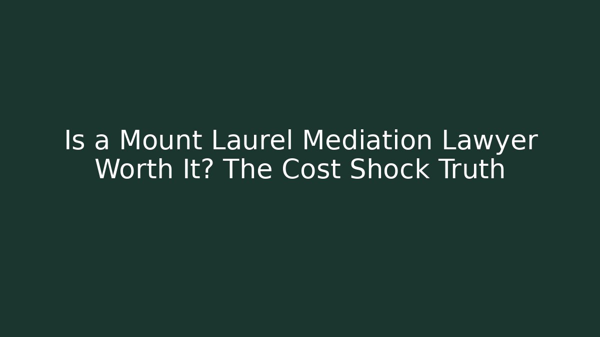 Is a Mount Laurel Mediation Lawyer Worth It? The Cost Shock Truth