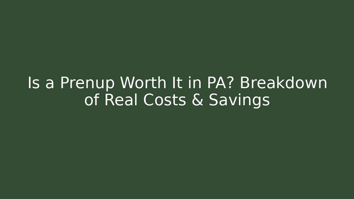 Is a Prenup Worth It in PA? Breakdown of Real Costs & Savings