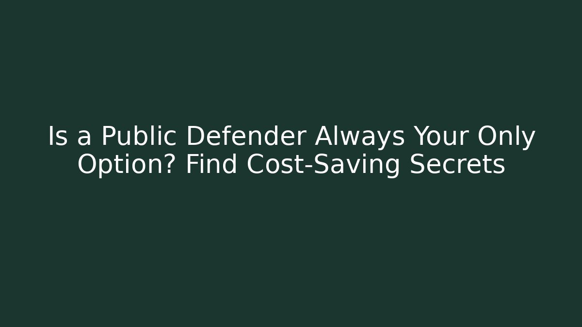 Is a Public Defender Always Your Only Option? Find Cost-Saving Secrets