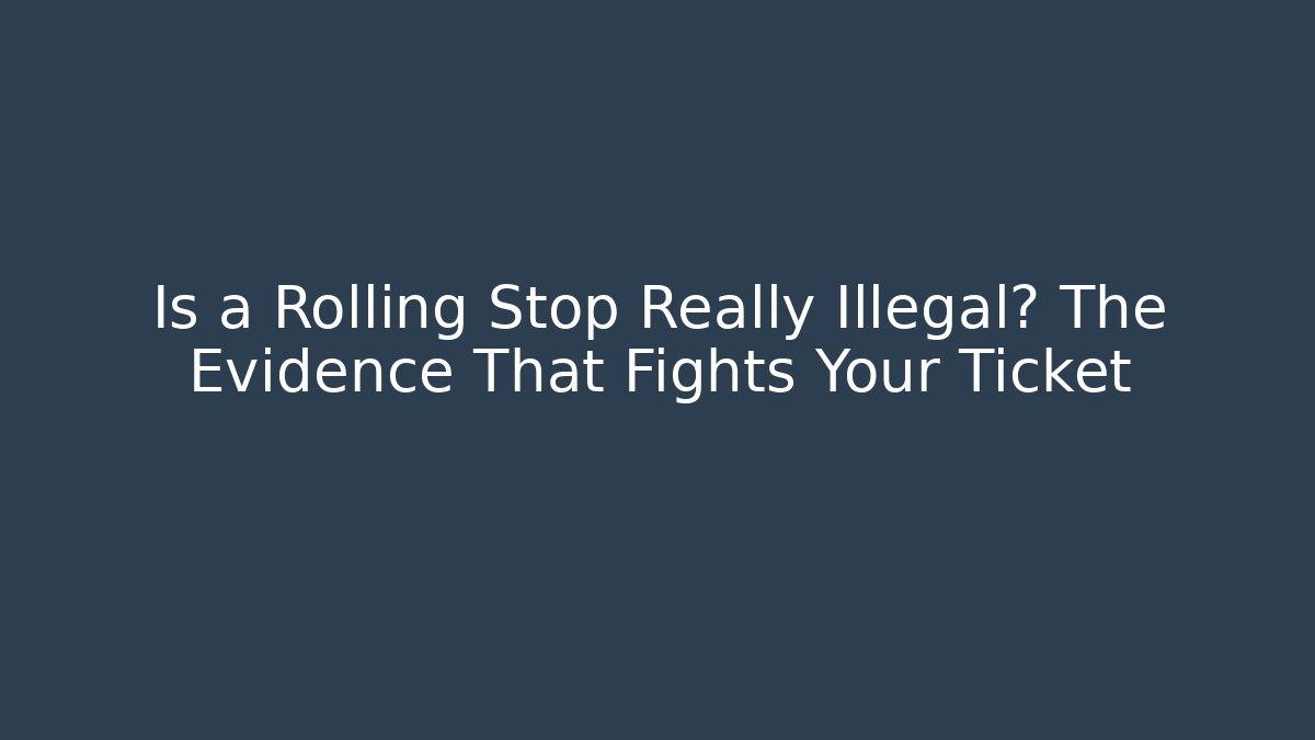Is a Rolling Stop Really Illegal? The Evidence That Fights Your Ticket - WealthxGroup
