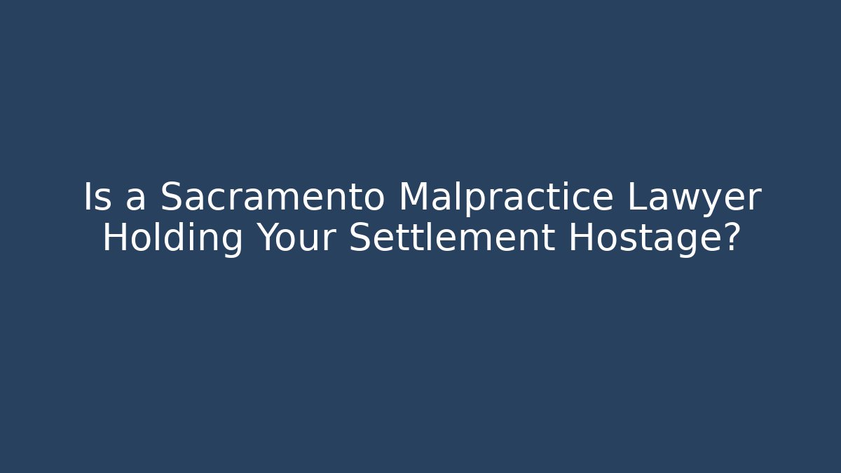 Is a Sacramento Malpractice Lawyer Holding Your Settlement Hostage?